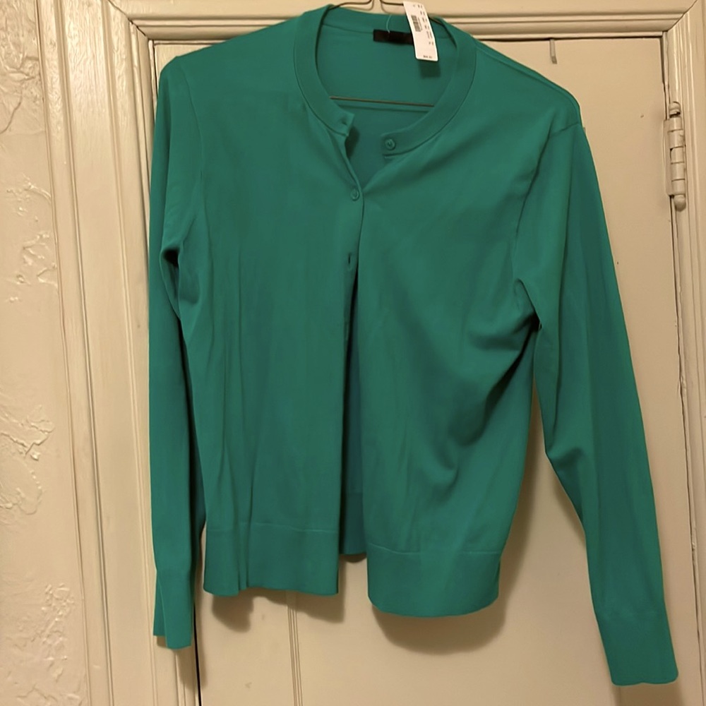 J Crew cardigan, XL, green, new with tags